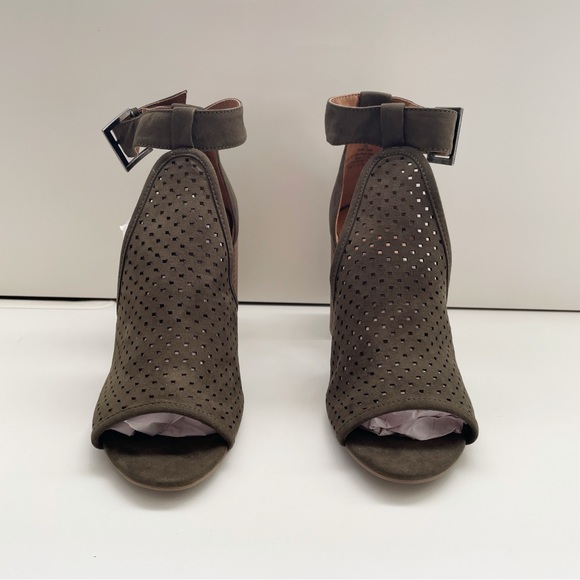 Target universal thread fall booties heel peep toe chunky wedge sandal green 9 - Picture 2 of 9